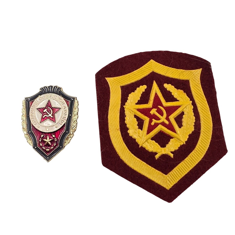 Soviet Russian Military Badge Patch Set Excellent Soldier USSR Cold War Insignia